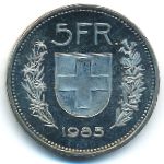 Switzerland, 5 francs, 1985–1993