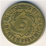 Weimar Republic, 5 rentenpfennig, 1923&ndash;1925