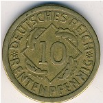 Weimar Republic, 10 rentenpfennig, 1923&ndash;1925