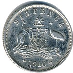 Австралия, 6 пенсов (1910 г.)
