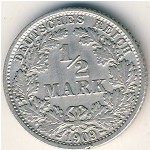 Германия, 1/2 марки (1909 г.)