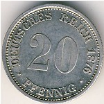 Germany, 20 pfennig, 1873–1877