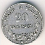 Italy, 20 centesimi, 1863