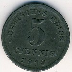 Germany, 5 pfennig, 1915–1922