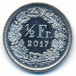 Switzerland, 1/2 franc, 1983–2019
