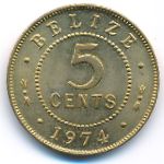 Belize, 5 cents, 1973–1979