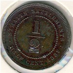 Straits Settlements, 1/2 cent, 1889&ndash;1891