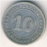 Стрейтс-Сетлментс, 10 центов (1885&ndash;1898 г.)