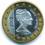 Denmark., 1 euro, 2002
