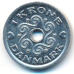 Denmark, 1 krone, 1992–2001