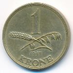 Denmark, 1 krone, 1942–1947
