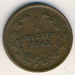 Baden, 1 kreuzer, 1845&ndash;1846