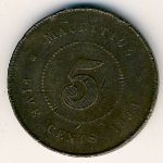 Маврикий, 5 центов (1877&ndash;1897 г.)