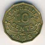 Seychelles, 10 cents, 1953–1974