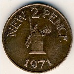 Guernsey, 2 new pence, 1971