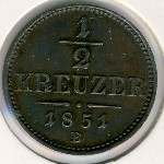 Австрия, 1/2 крейцера (1851 г.)