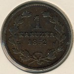 Baden, 1 kreuzer, 1847&ndash;1852