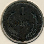 Denmark, 1 ore, 1874&ndash;1892