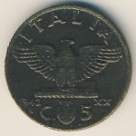 Italy, 5 centesimi, 1939–1943