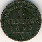Prussia, 1 пфеннинг, 1865&ndash;1872