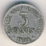 Danish West Indies, 3 cents, 1859–1891
