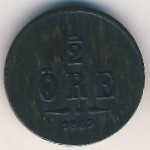 Sweden, 1/2 эре, 1857
