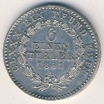 Anhalt-Bernburg, 1/6 thaler, 1861&ndash;1862