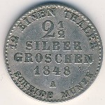 Prussia, 2 1/2 гроша, 1848
