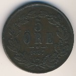 Sweden, 5 эре, 1857