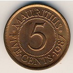 Маврикий, 5 центов (1987&ndash;2007 г.)