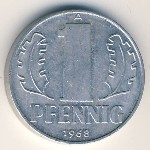 German Democratic Republic, 1 пфенниг, 1968
