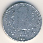 German Democratic Republic, 1 пфенниг, 1968