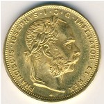 Austria, 8 florins-20 francs, 1870–1892