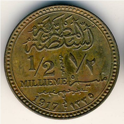 Egypt, 1/2 millieme, 1917