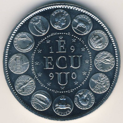 Europe., 1 ecu, 1990–1991