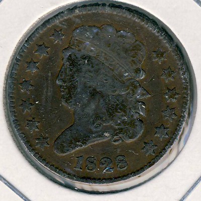 США, 1/2 цента (1828 г.)