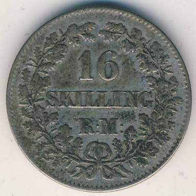 Дания, 16 скиллингов ригсмонт (1856 г.)