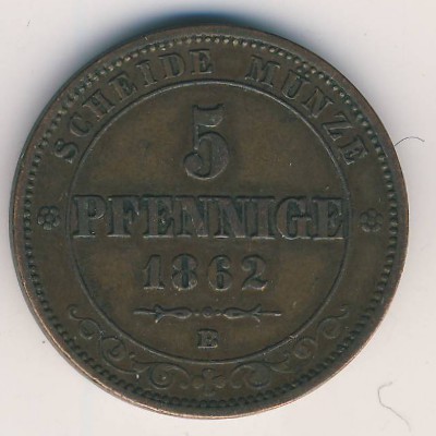 Саксония, 5 пфеннигов (1862 г.)