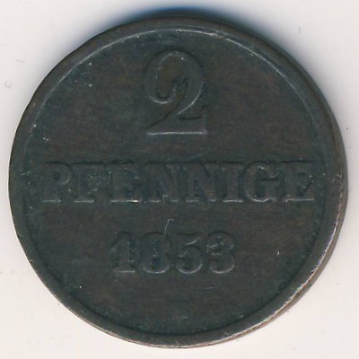 Ганновер, 2 пфеннига (1853 г.)