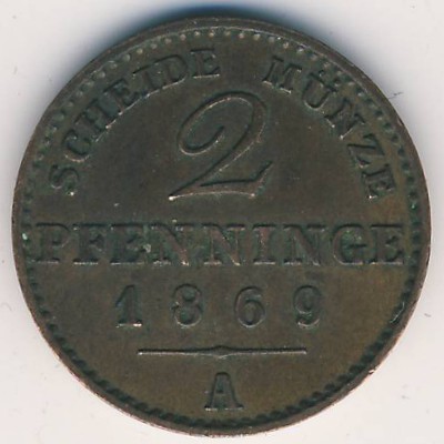 Пруссия, 2 пфеннинга (1869 г.)