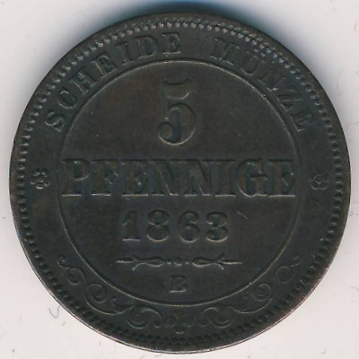 Саксония, 5 пфеннигов (1863 г.)