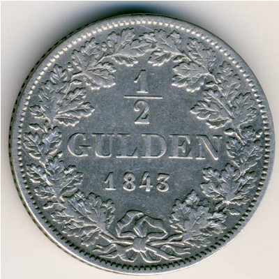 Баден, 1/2 гульдена (1838–1846 г.)