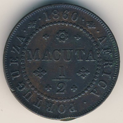 Angola, 1/2 macuta, 1858–1860