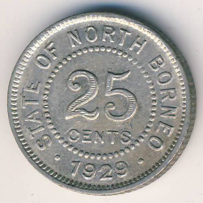 Северное Борнео, 25 центов (1929 г.)