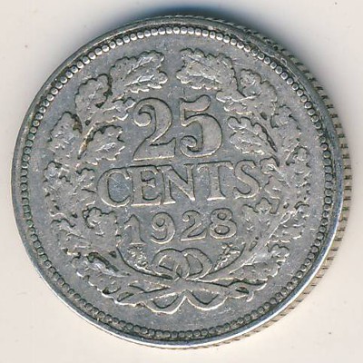 Нидерланды, 25 центов (1928 г.)