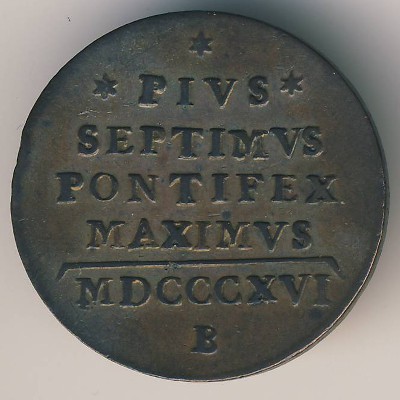 Papal States, 1/2 baiocco, 1816–1822
