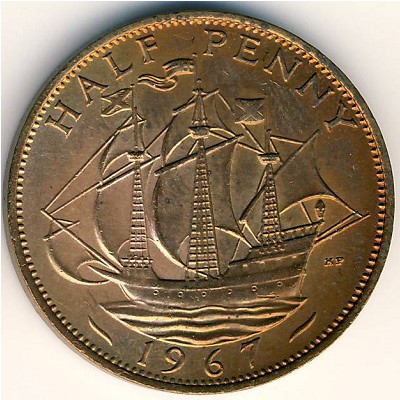Великобритания, 1/2 пенни (1967 г.)