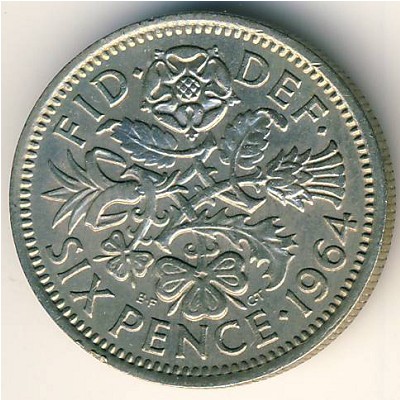 Великобритания, 6 пенсов (1964 г.)