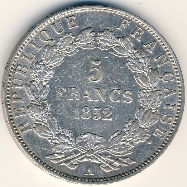 Франция, 5 франков (1852 г.)