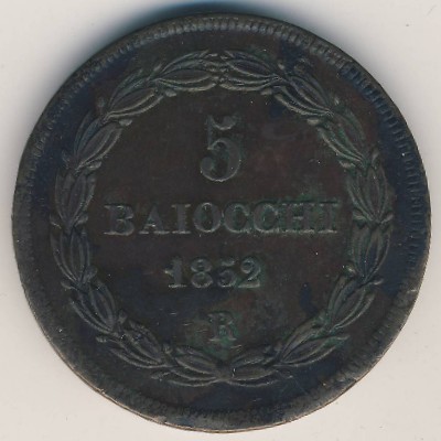 Папская область, 5 байоччо (1852 г.)